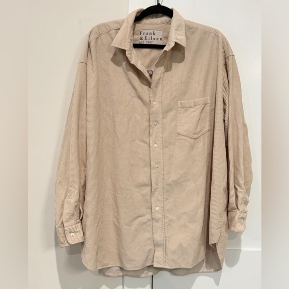 FRANK & EILEEN SHIRLEY Oversized Button-Up Shirt in Beige Sand Color Size XL - Picture 13 of 16
